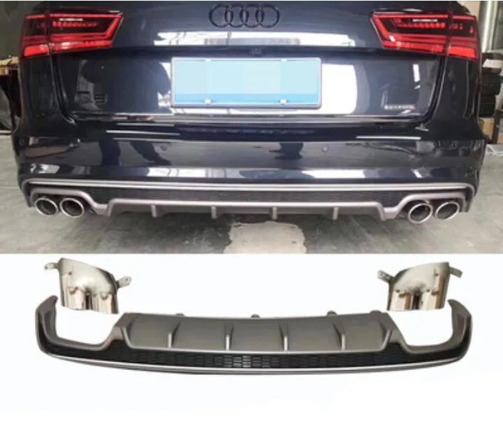 A6 Avant ABS Автомобильный задний бампер для губ спойлер, диффузор для задней губы с выхлопными наконечниками для Audi A6 S6(A6 Avant) C7.5