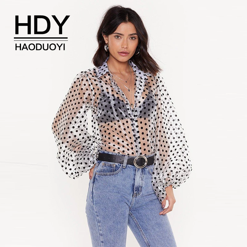 HDY Haoduoyi Новая модная летняя женская Повседневная Прозрачная Сексуальная рубашка