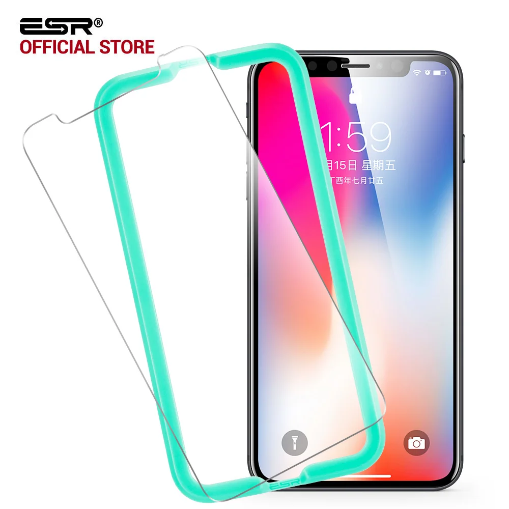 Защита экрана для iPhone X 5,8 дюймов, ESR 1 шт. 5X более прочная защита из закаленного стекла с бесплатным аппликатором для iPhone 10 5,8 дюймов
