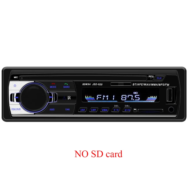 NO SD card Автомобильный радиоприемник miniJSD520, 12 В, Bluetooth, автомобильный стерео In-dash, 1 Din, FM, Aux вход, поддержка Mp3/MP4, USB, MMC, WMA, AUX IN, TF, автомобильный радиоприемник - Цвет: NO SD card