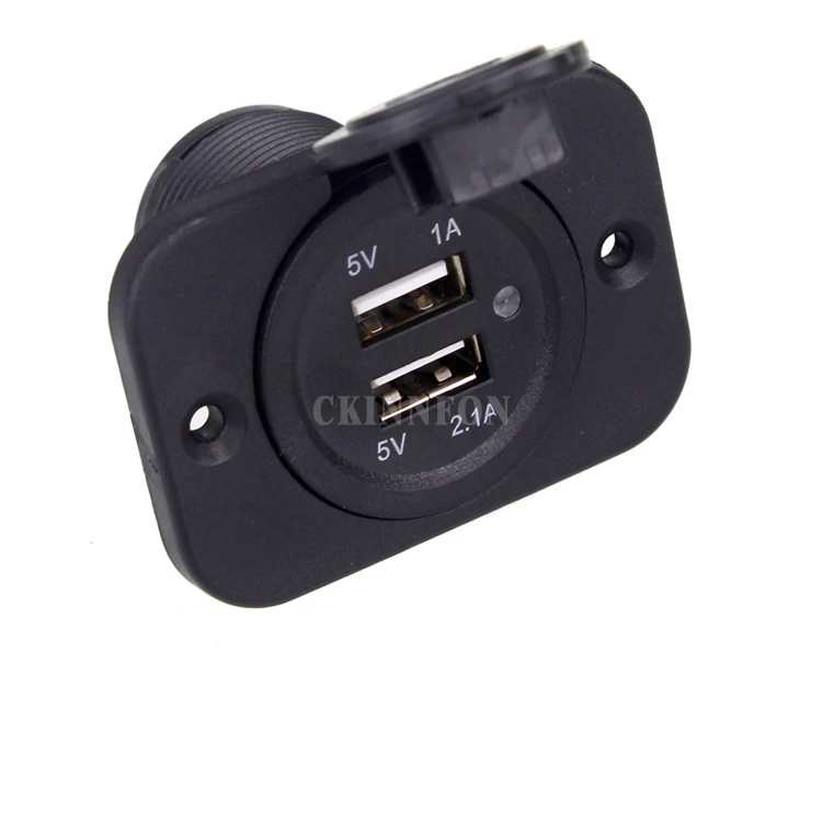 

200Pcs/Lot High Quality 12V Dual USB Car Motorcycle Truck Cigarette Lighter Adapter Mobilephone USB Charger Socket Plug
