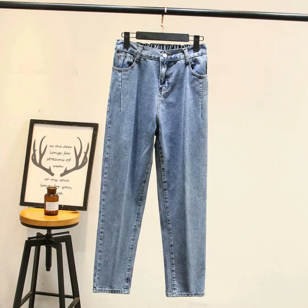 2020 весенние модные джинсы с высокой талией женские штаны шаровары хлопковые