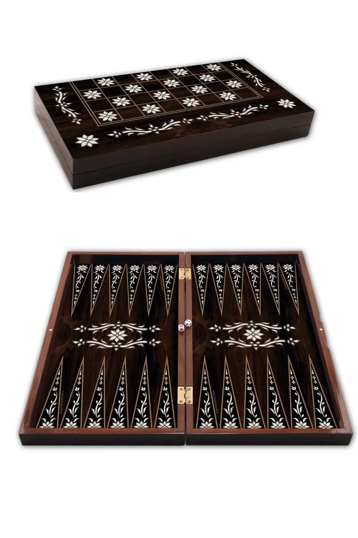 Backgammon Set Luxury Checkers Chess Board Big Size 48x24 Cm Chips Dice Wood Wanut Pearl Polyester Coating Traditiona game | Спорт и