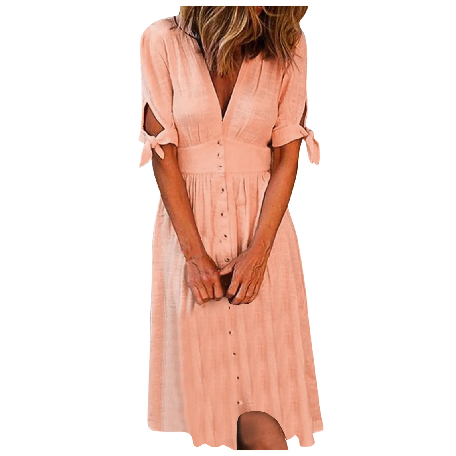 

Dresses For Women 2021 Women's Fashion Casual Short Sleeve Frenulum V-neck Button Plus Size Dress Elegant Women's Party Dresses