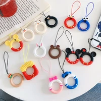 cartoon cute silicone ring buckle lanyard mobile phone straps phone case hanging strap mobile phone accessories key lanyards