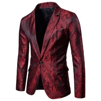 fashion mens slim fit one button blazers formal business office casual jacket patterned court style suit coat tops