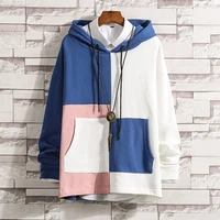 japan style casual o neck 2020 spring autumn patchwork hoodie sweatshirt mens thick fleece hip hop high streetwear clothes