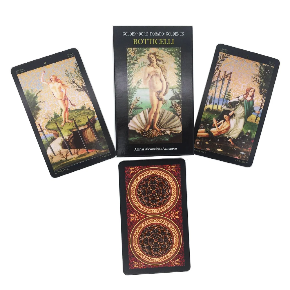 

New Golden Botticelli Tarot Cards Game English Version Family Party Divination Fate Board Game Tarot Cards