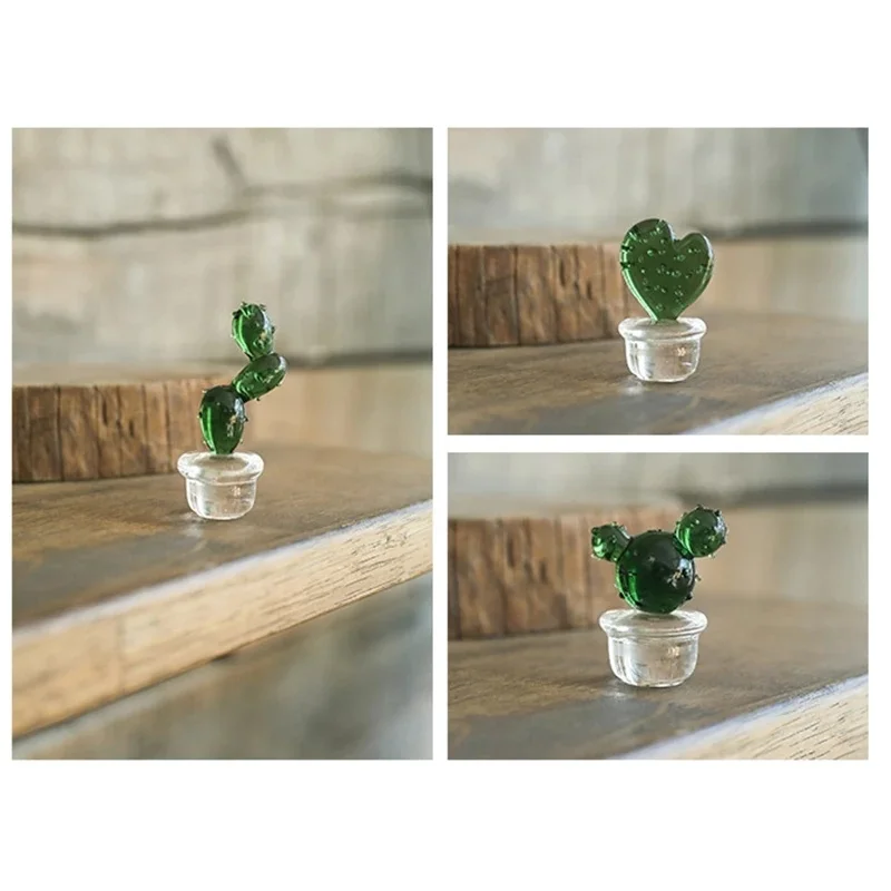 

Creative Miniature Plant Cactus Japanese Desktop Craft Decoration Handmade Glass Statue Props Elegant and Cute Home Decoration