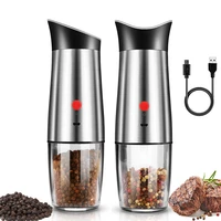 2 pcs electric salt and pepper grinder usb rechargeable pepper mill adjustable coarseness automatic spice milling machine new