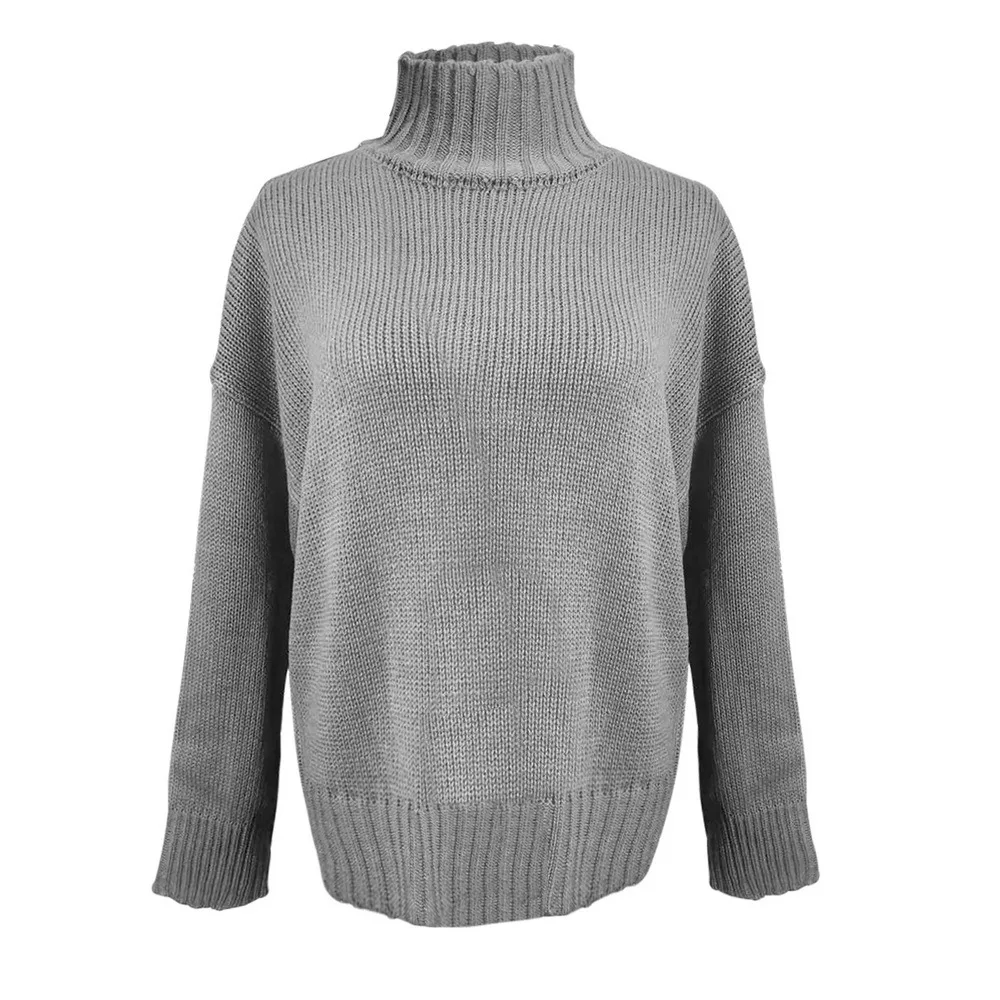

Elegant Turtle Neck Sweaters Woman Warm Autumn Winter Knitted Pullover Black And White Loose Sweater Female High Street Clothes