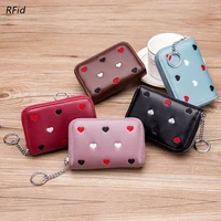 new hearts embroidered women coin purse genuine leather square zipper travel organizer rfid card holder small wallet clutch bag