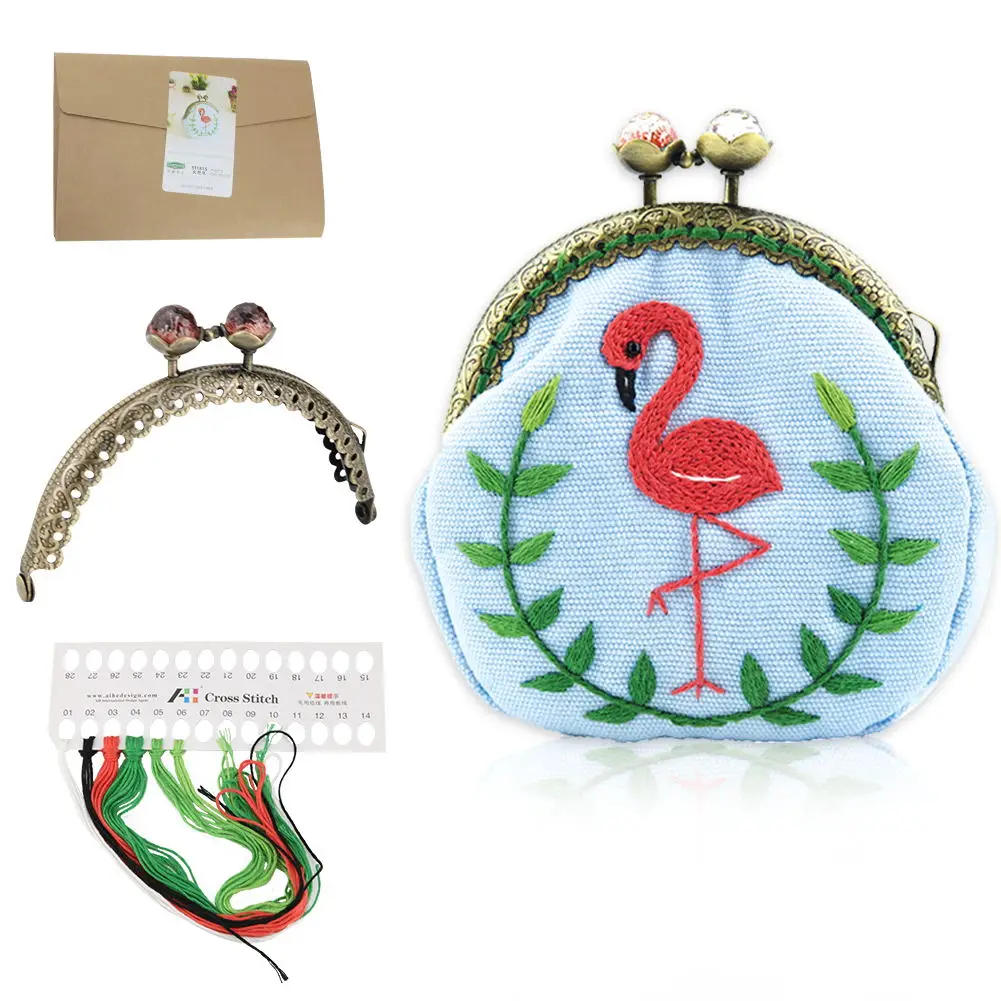 Набор для изготовления кошельков с вышивкой &quotСчастливый фламинго&quot вышивка