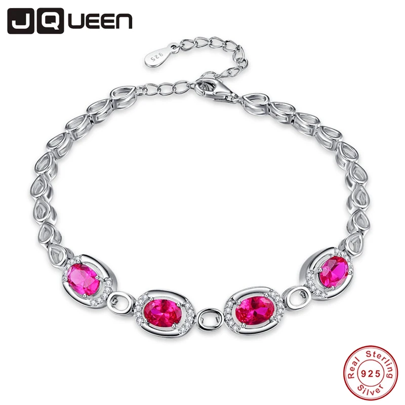 Браслет Шарм JQUEEN из серебра 100% пробы с красным Рубином 21 5 см 9 42 г 4 шт.|bracelet