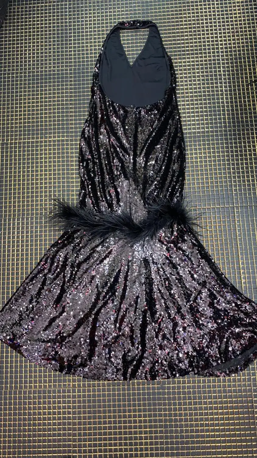 

2019 New Women black sequined halter sleeveless Vestidos Celebrity Evening Party Bodycon Bandage Dress