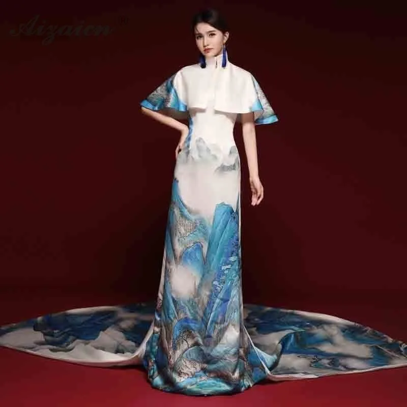 2019 новое шоу на сцене Длинные Cheongsam современный Nation Wind/хост Qi Pao Для женщин