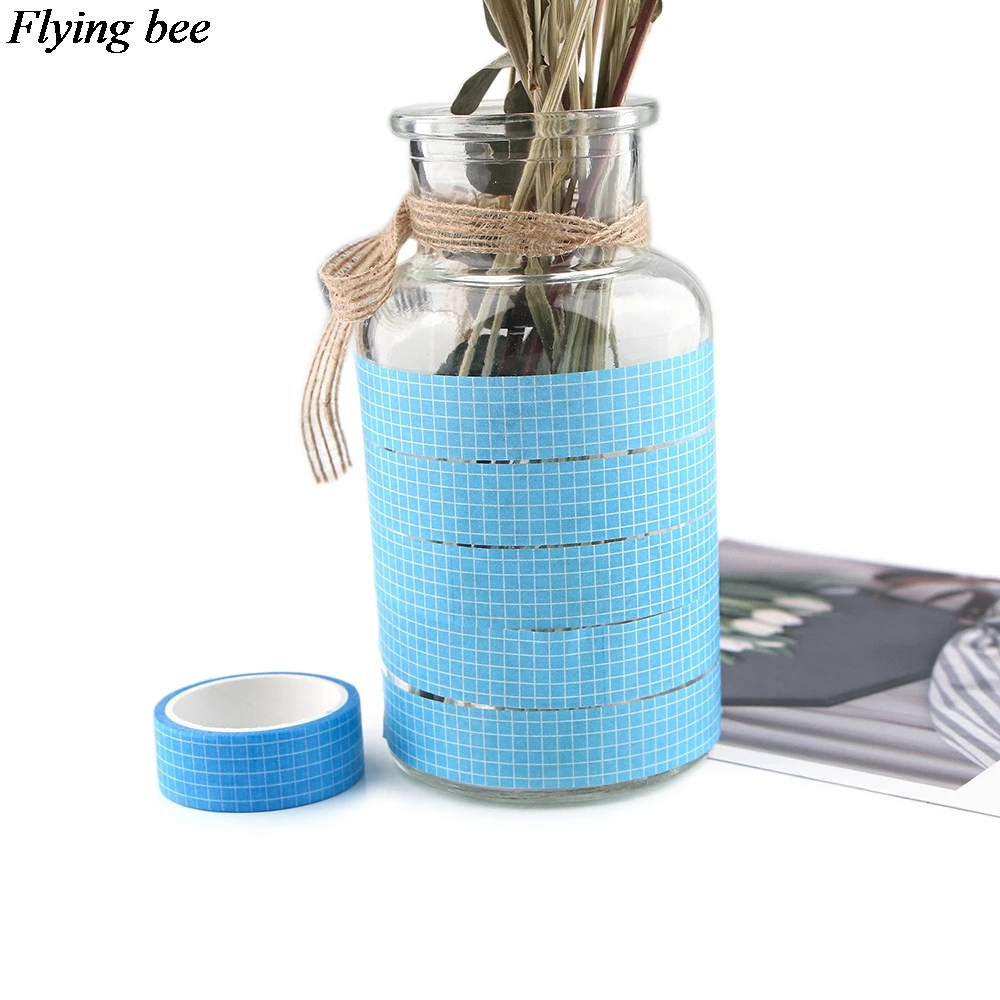 

Flyingbee 15mmX5m Paper Washi Tape Colored blue grid Adhesive Tape DIY Scrapbooking Sticker Label Masking Tape X0918