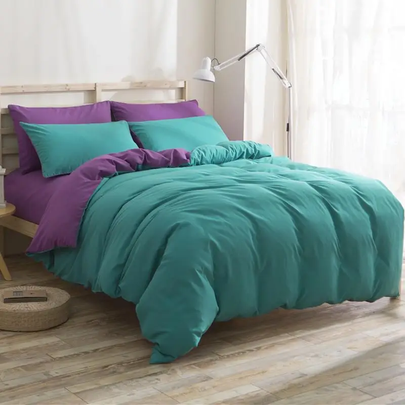 58 домашний текстиль зеленый фиолетовый темно-синий комплект постельного белья