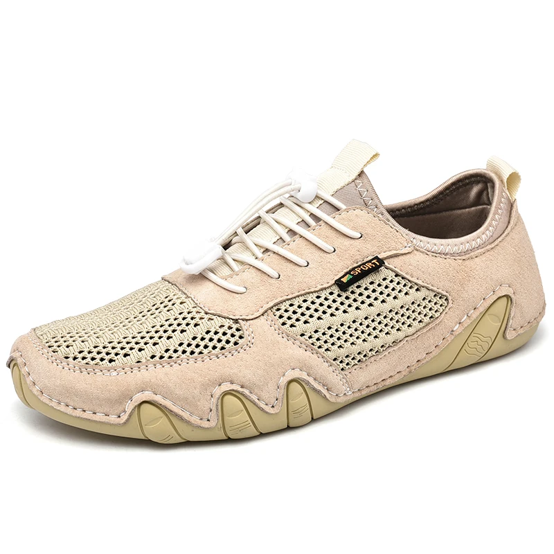 Quality Suede Leather Octopus Men Shoes Summer Mesh Breathable Casual Shoes Flats Light Men's Loafers Outdoor Walking Footwear
