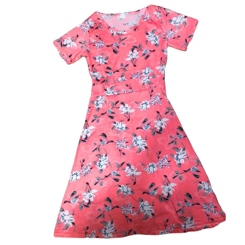 Printing Dresses For Women Fashion Summer O-neck Knee Length Short Sleeve Printing Dress Elegant Skirt Gift Ensemble Alt Clothes