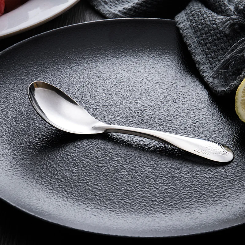 Милая маленькая ложка из нержавеющей стали для кофе и мороженого посуда Прямая