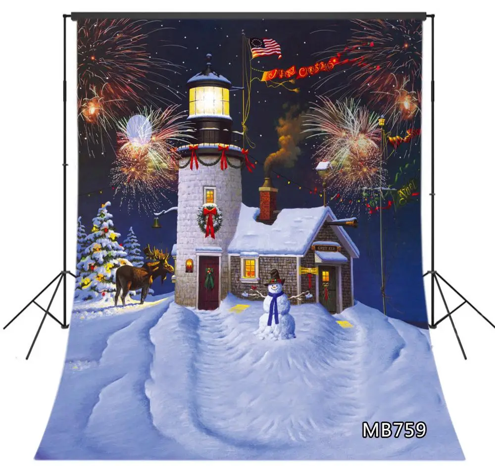 Фоны для фотосъемки с изображением рождественской елки оленя маяка фермерского
