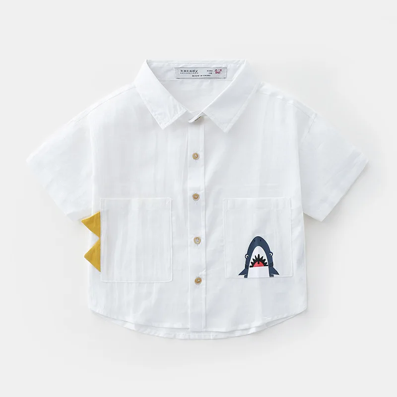 Summer Boys' Shirt Short Sleeve Children's Top Cartoon Cotton Toddler Boy Baby Blouse Girl | Мать и ребенок