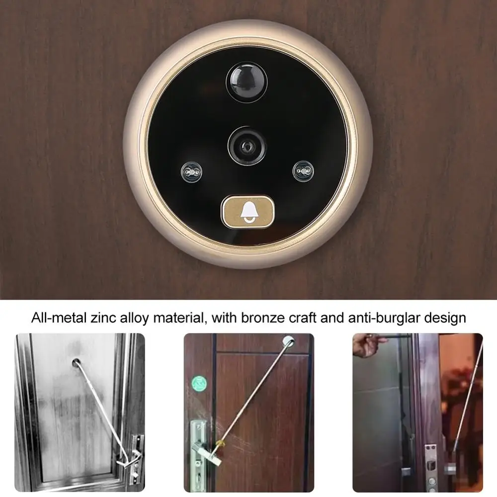 Door Camera 2.8 Inch Monitor Smart Video Doorbell HD300 Thousand Pixel PIR Motion Detection Electronic Doorbell Door Viewer