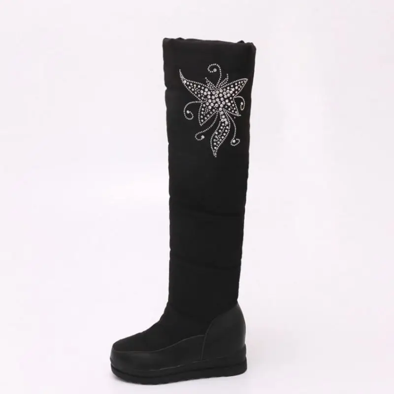 Горячая Распродажа теплые зимние сапоги женские Сапоги выше колена на платформе