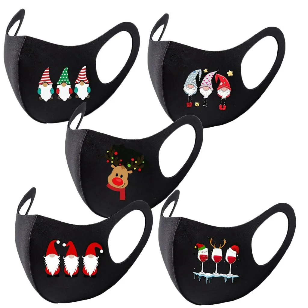 5 шт. Рождественская Маска для лица взрослых моющаяся рта тканевая защиты