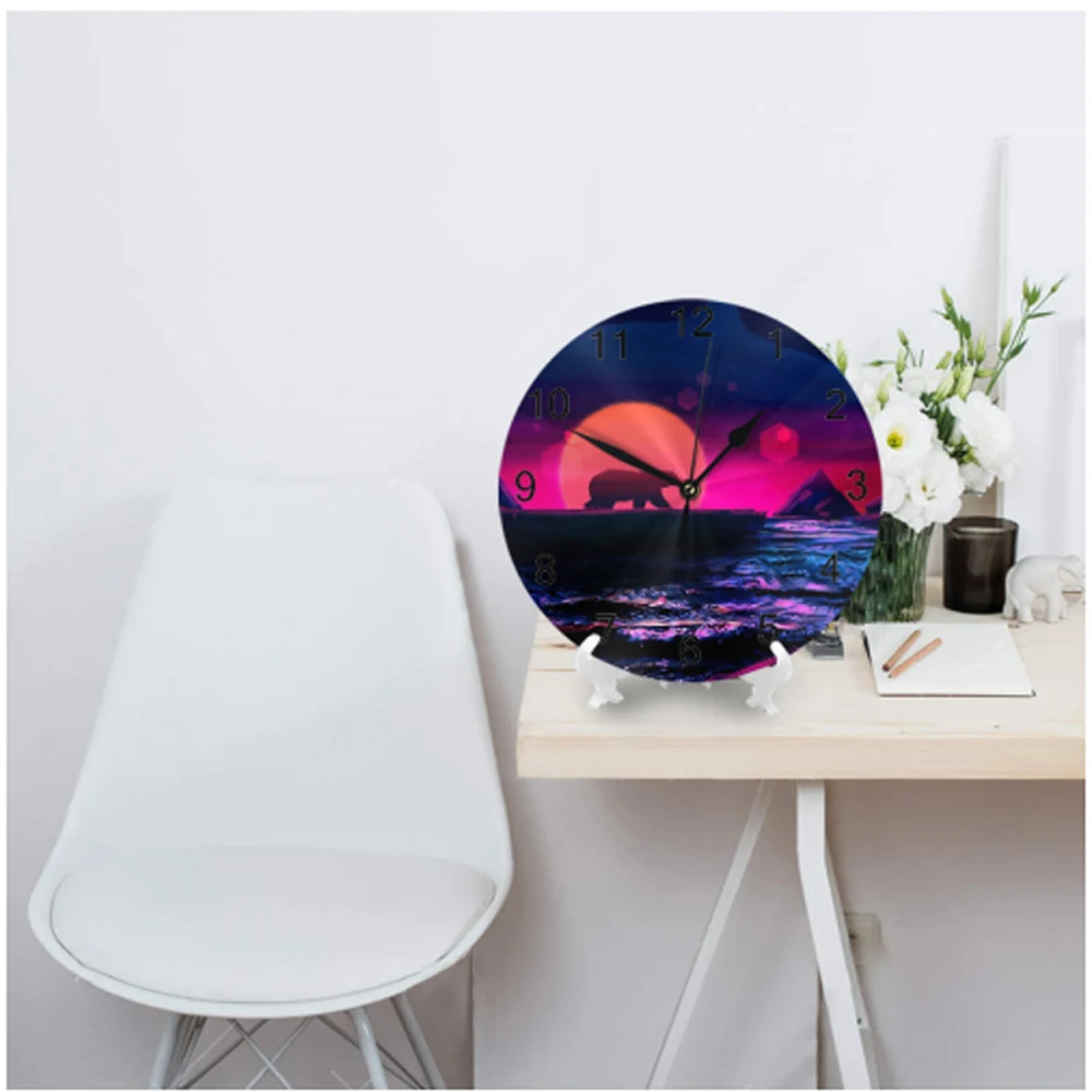 Круглые Настенные часы с рисунком медведя животного цифровой циферблат