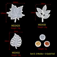 tc112 3d maple leaf mold kit diy epoxy resin mold silicone craft mould gold foil paper uv glue coaster mold for resin