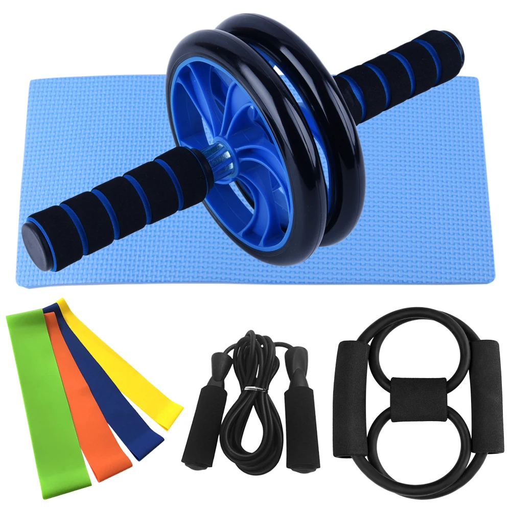 

Home Gym Fitness Set Abdominal Roller Wheel 8 Shape Resistance Band Resistance Loop Band Jump Rope Pack Kit Home exercise hot