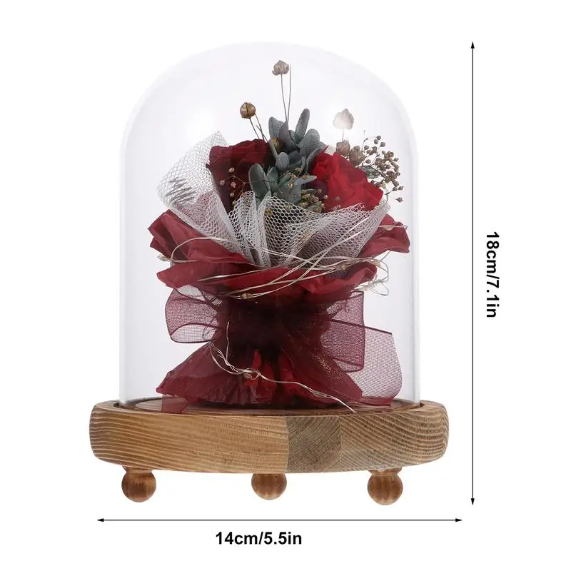 

1pc Valentine's Day Gift Preserved Flower Glass Cover with LED Light Ornament