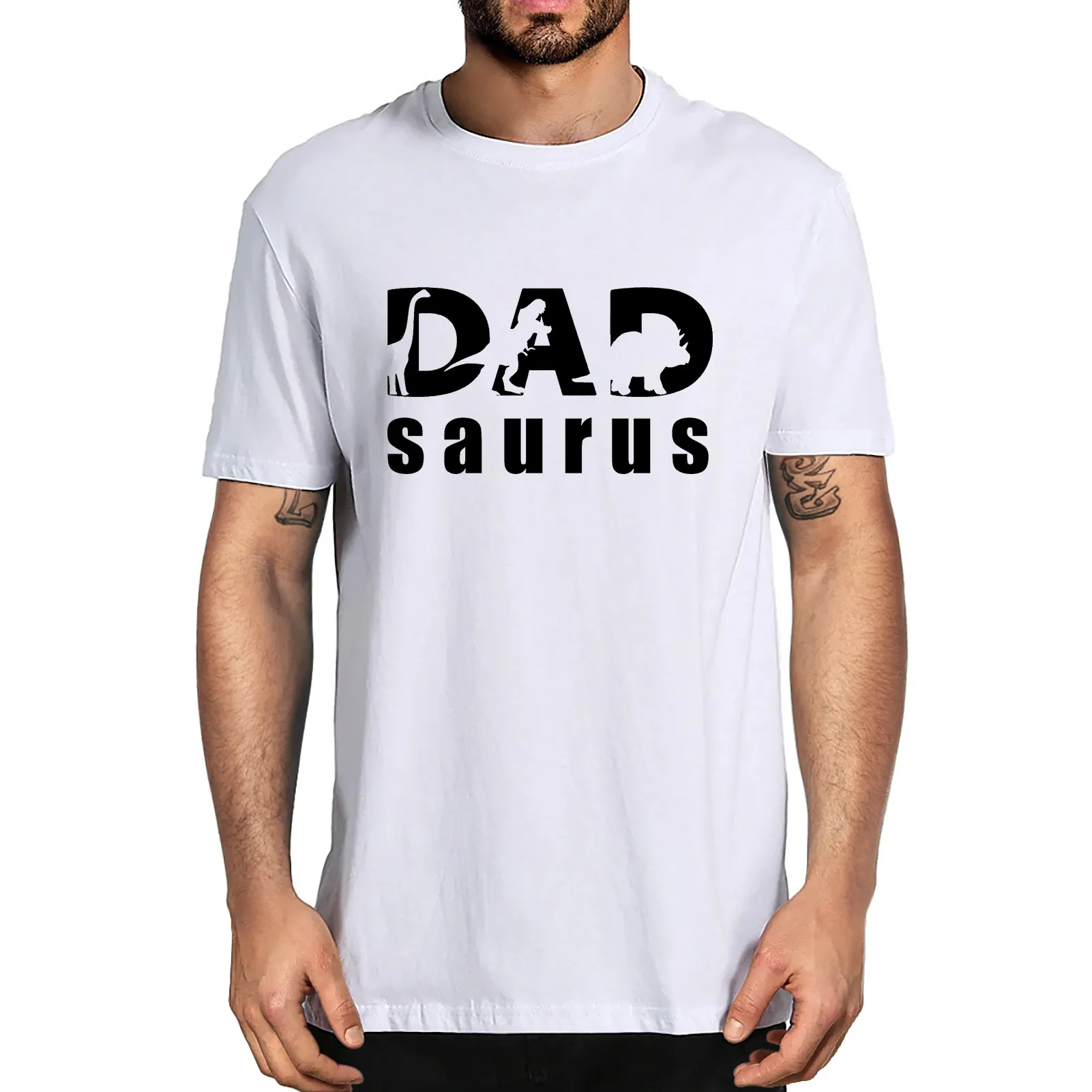 

Dinosaur Dad Saurus Father's Day Gifts Funny Graphic Tee Dad Family Birthday Party Men's Short Sleeve T-Shirt