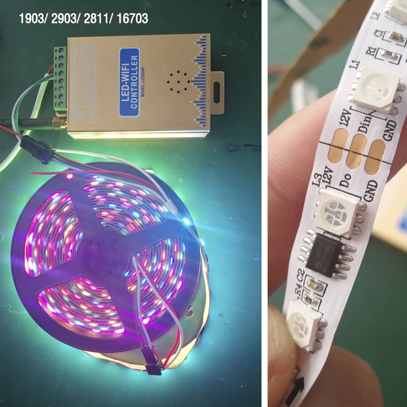 LC2000A/B Wi-Fi музыкальный SPI контроль светодиодный цифровой пиксельный светильник, светодиодный контроллер экрана 1024-2048 пикселей, со встроенным микрофоном