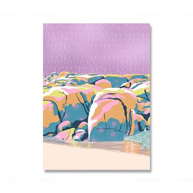 Холст с изображением пляжа Постер и принты пастельный прибрежный абстрактный