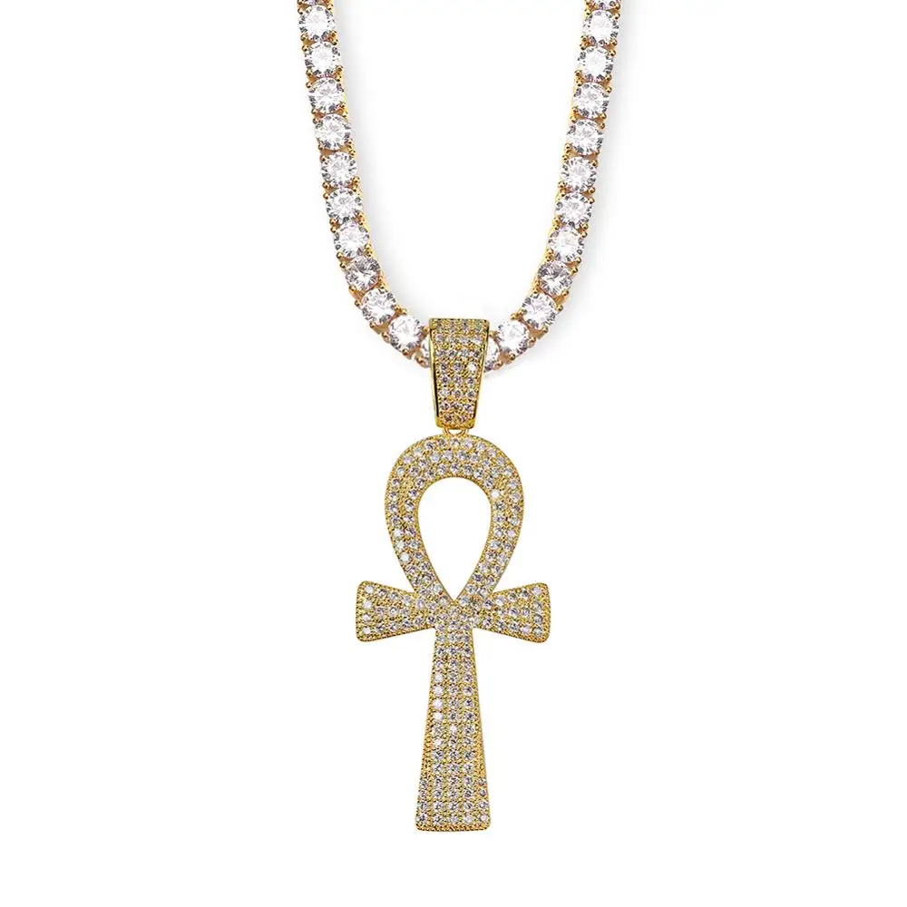Хип-хоп серебряный золотой цвет Иисус Египетский Ankh ключ крест кулон ожерелье