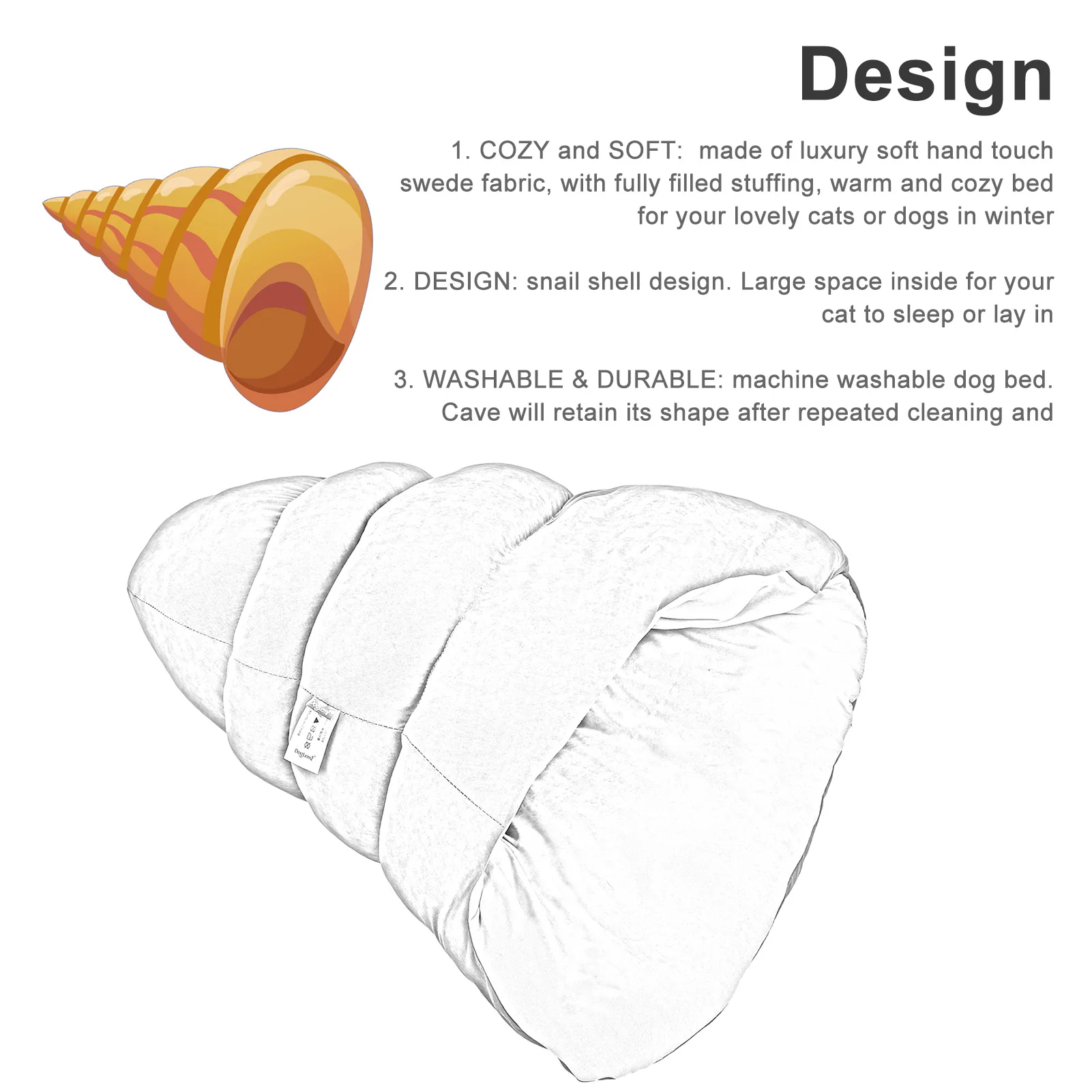 

Cute Cat Cave Snail Shape Cat Bed House for Small Cats House for Small Pets Cat House Cat Sleeping Bed Cave Bed for Small Pets