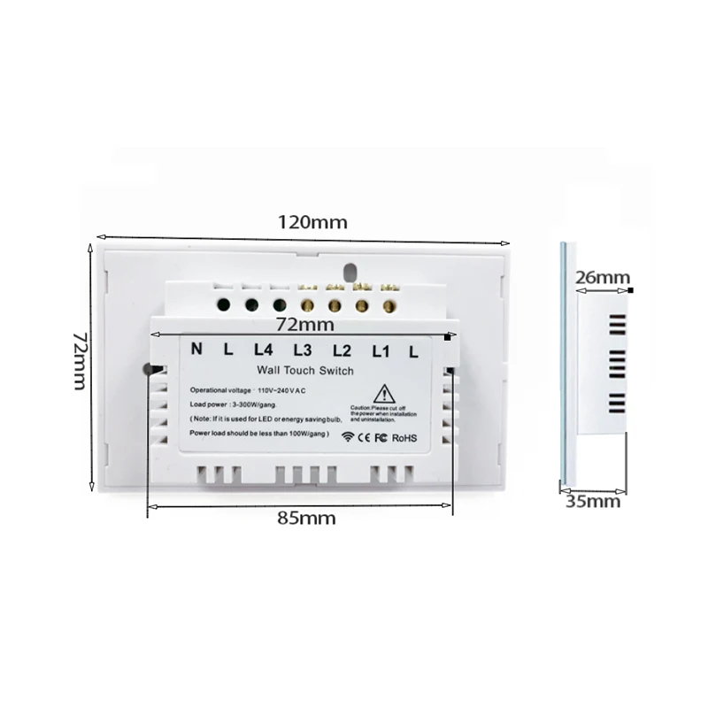 

RF light touch switch wireless remote control tempered glass panel No neutral wire 110V 220V Wall sensor interrupter switch