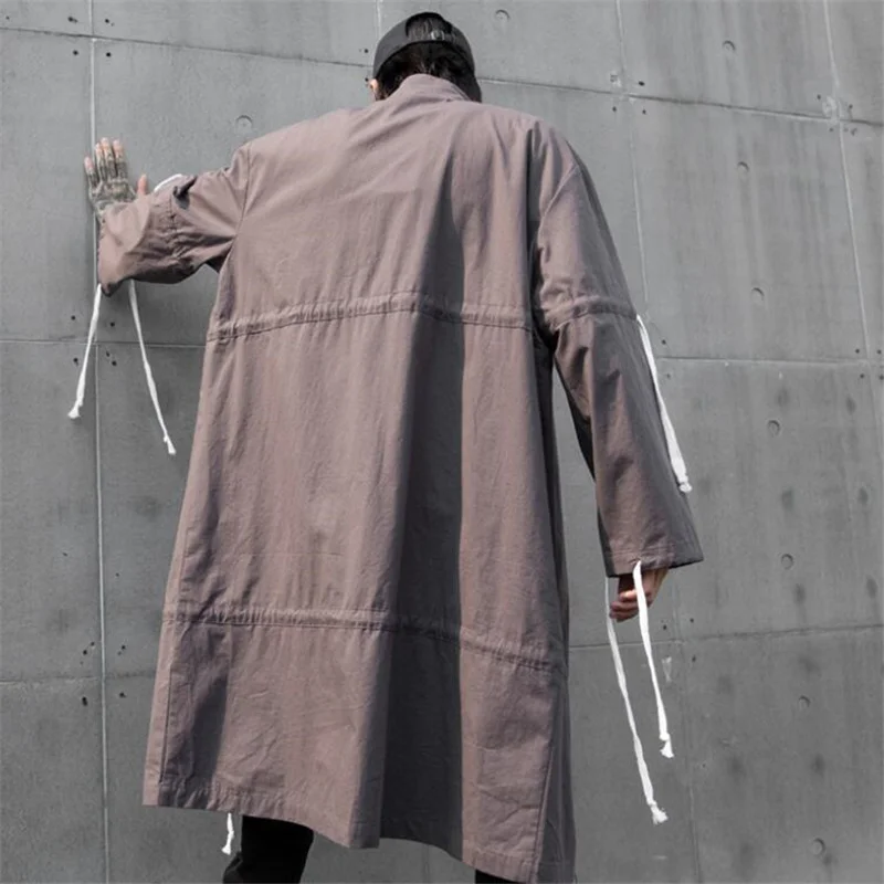 Мужской длинный Тренч на завязках повседневная винтажная куртка большого