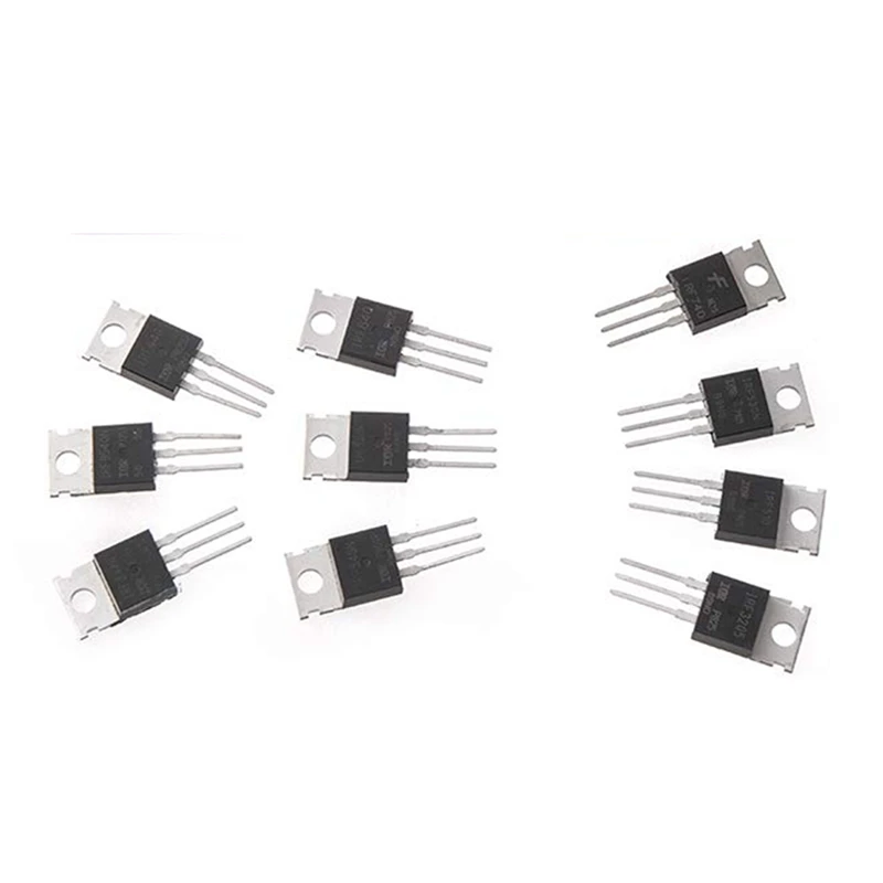 

50Pcs 10Types IRF Series Mosfet Transistors Assortment Kit, Including IRFZ44/510/520/530/540/640/740/840/3205/9540
