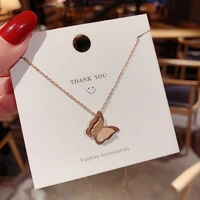 new titanium steel butterfly necklace rose gold color does not fade womens necklace clavicle chain birthday party jewelry gift