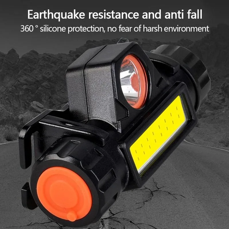 

Portable mini Powerful LED Headlamp XPE+COB USB Rechargeable Built-in Waterproof Headlight Lamp Torch Battery