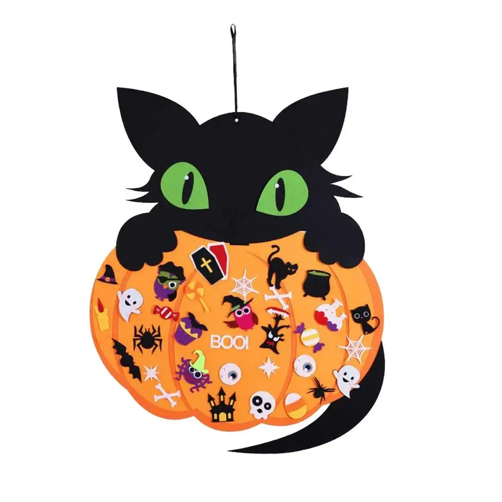 

Набор фетровых кошек и тыкв на Хэллоуин с 42 шт. съемными украшениями, декор на Хэллоуин, домашний подвесной Декор «сделай сам», подвесные дет...