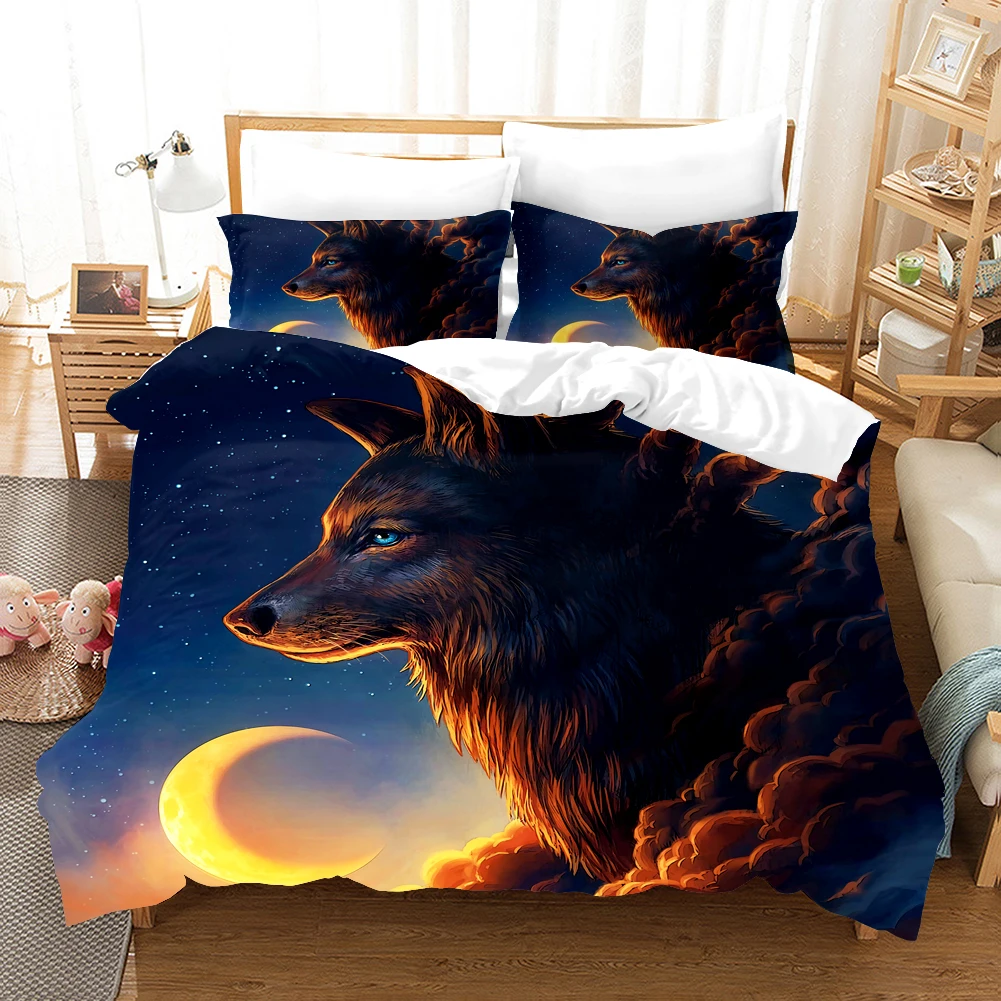 Комплект постельного белья с изображением животных волков | Дом и сад