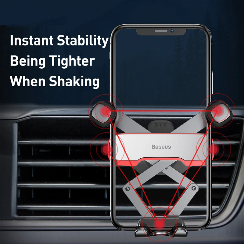 baseus gravity car phone holder universal car air vent mount metal cell phone stand holder for 4 7 6 5 inch mobile phone support free global shipping