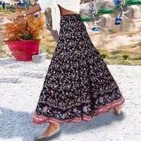 zanzea bohemian women floral printed beach long skirt summer casual maxi skirts holiday faldas saia female elastic waist jupe