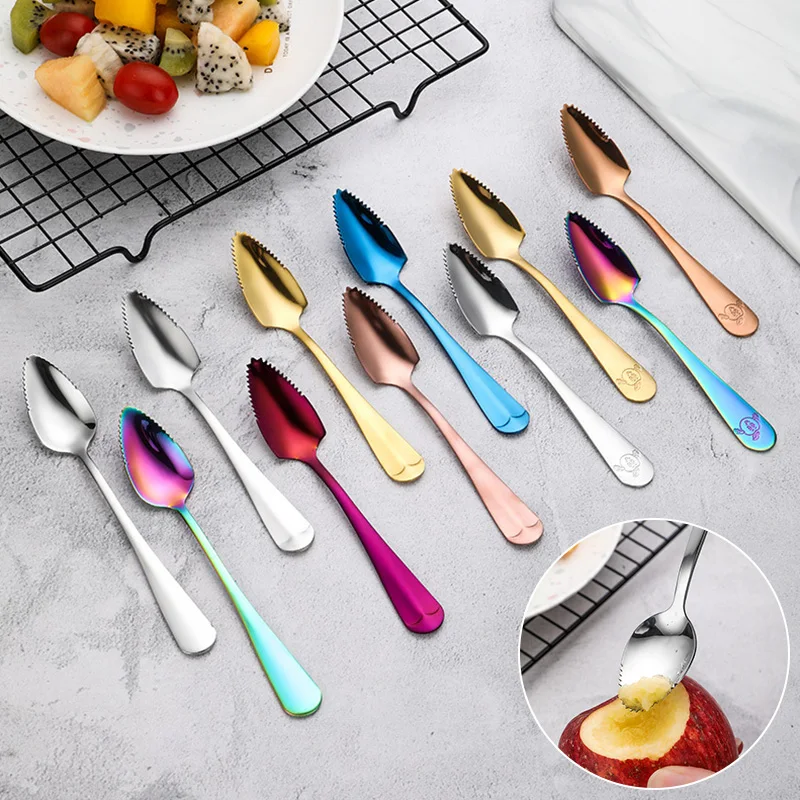 Ложки с длинной ручкой Нержавеющая сталь ложки фруктов ложка для грейпфрута