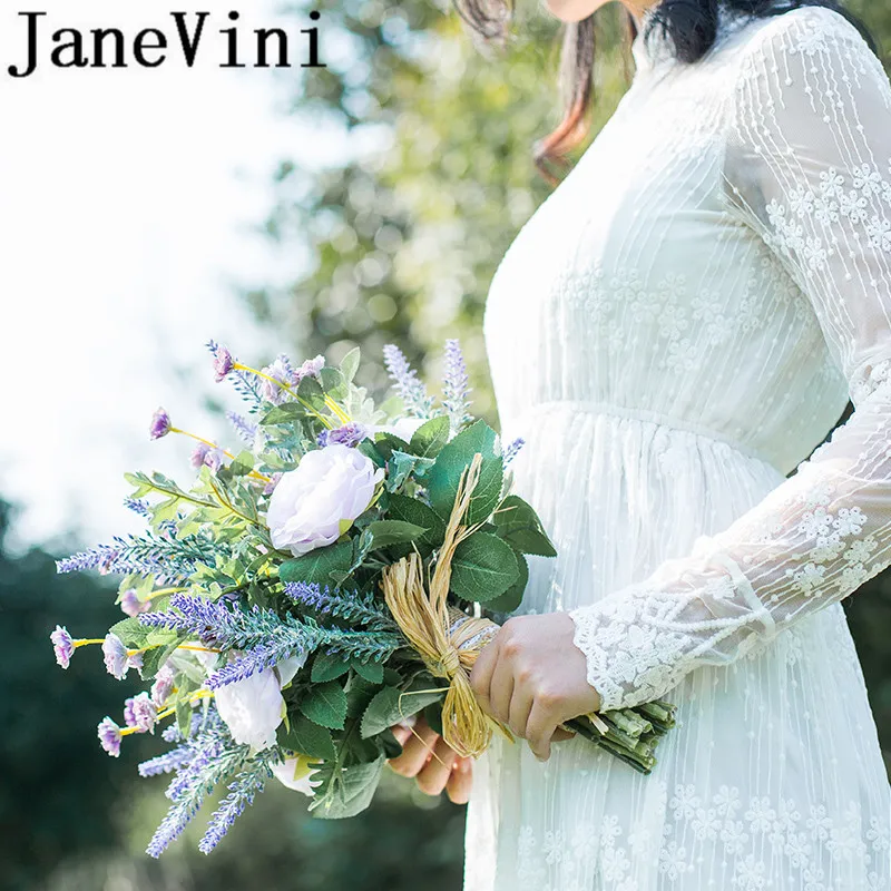 JaneVini букет невесты из фиолетового шелка лаванды искусственные цветы для свадьбы